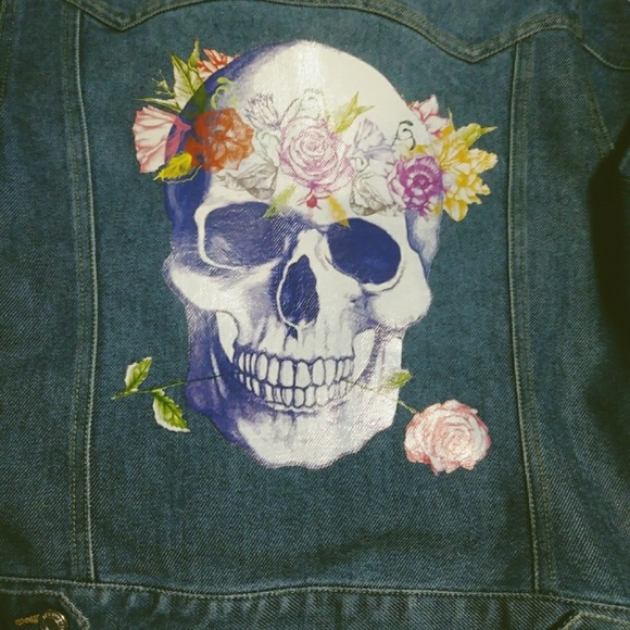 Skull blue jean jacket - Picture 3 of 8